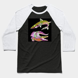 shark and the gator kingdom of pattern animal beast ecopop art Baseball T-Shirt